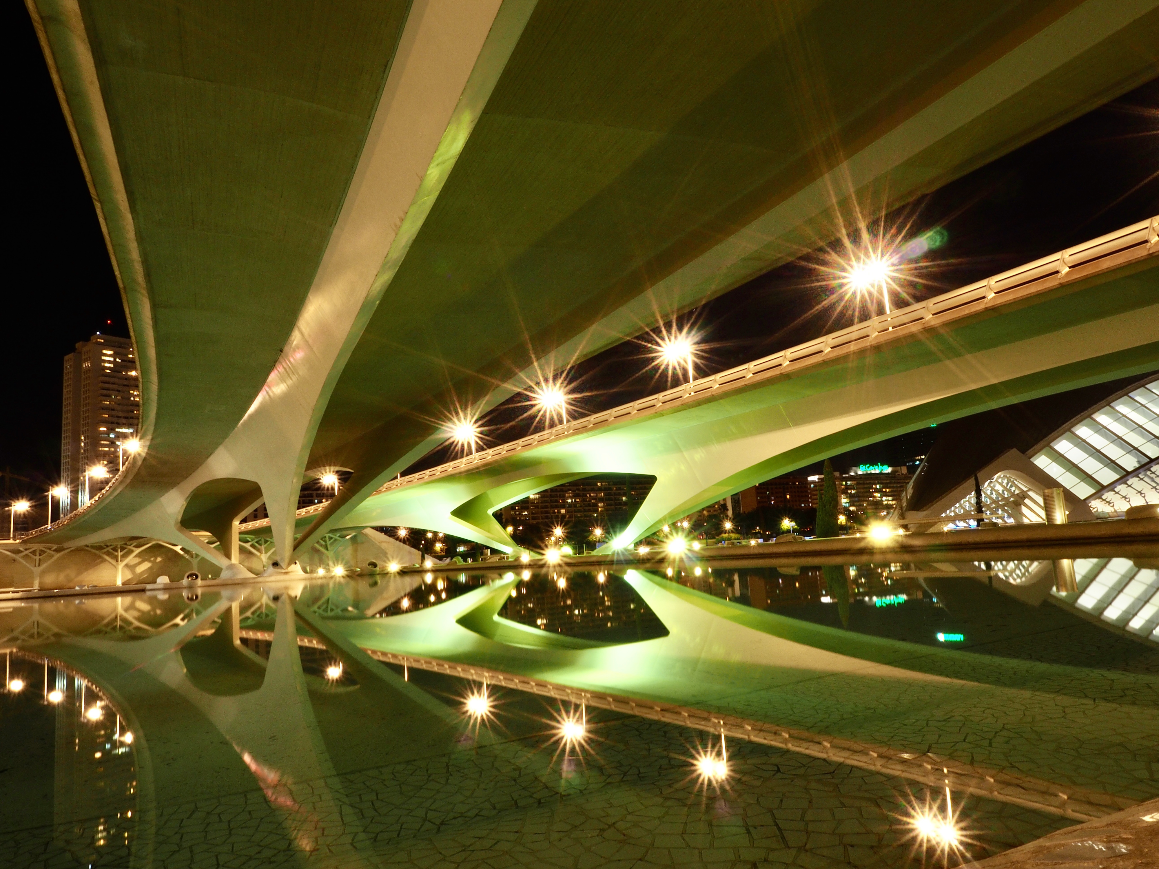 nightshot of Puente de Monteolivete in Valencia