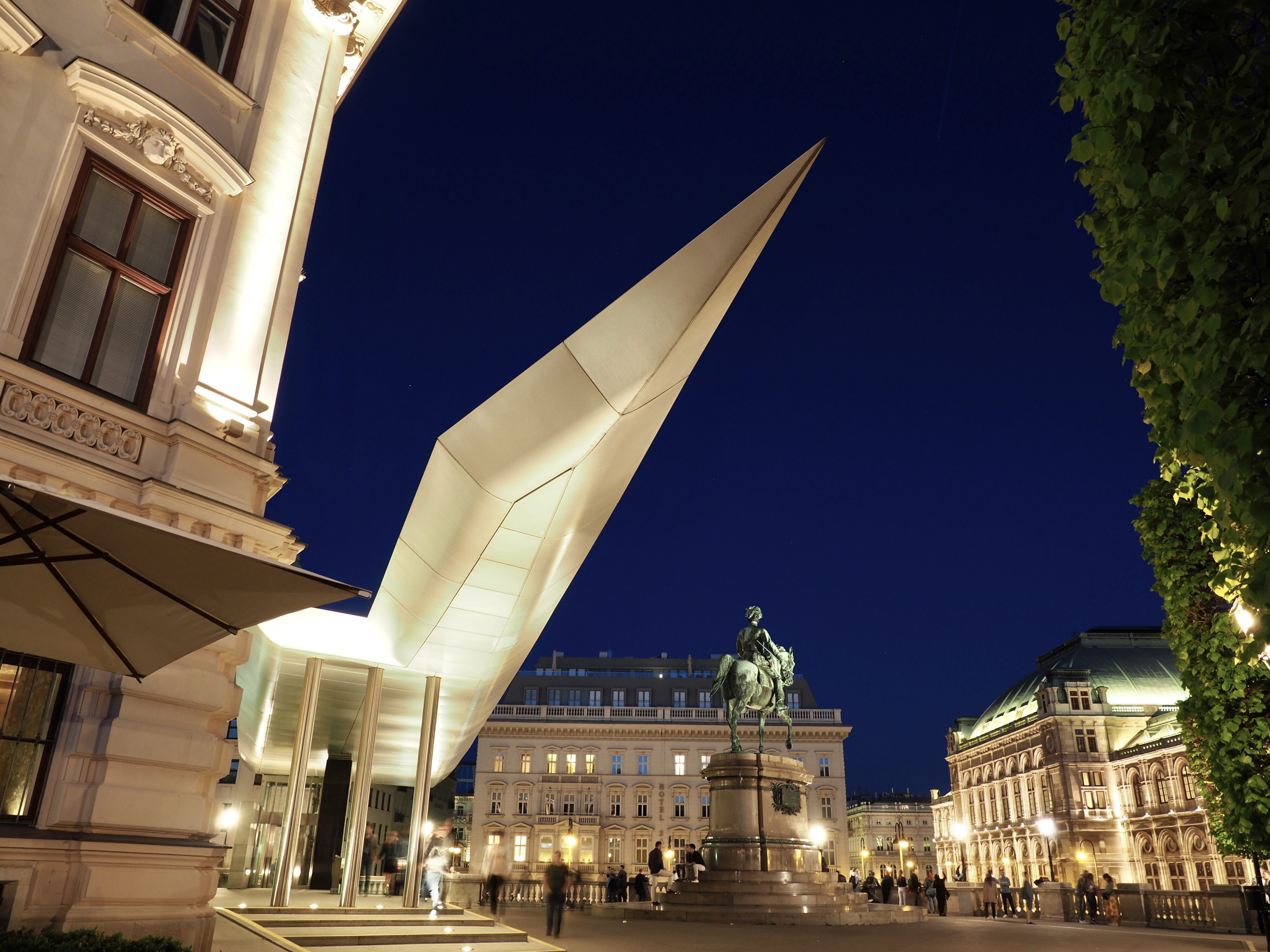 In 2008 The Soravia Wing - a distinctive roof by Hans Hollein was added to the Albertina Museum, located in the First District of Vienna.