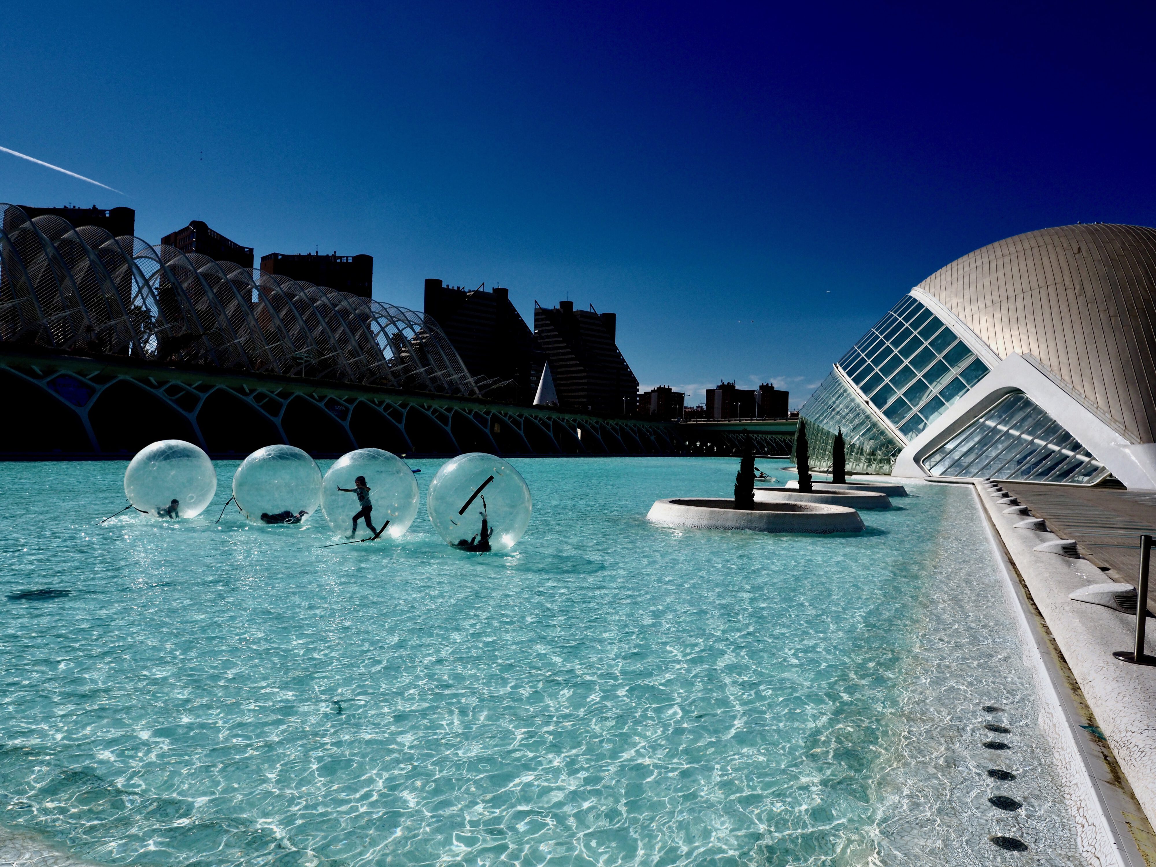 reflection pool of la Ciutat de les Arts i les Ciències in Valencia at noon